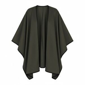 Old Navy San Francisco Olive Green Open Front‎ Poncho Wrap Black Trim Size M L